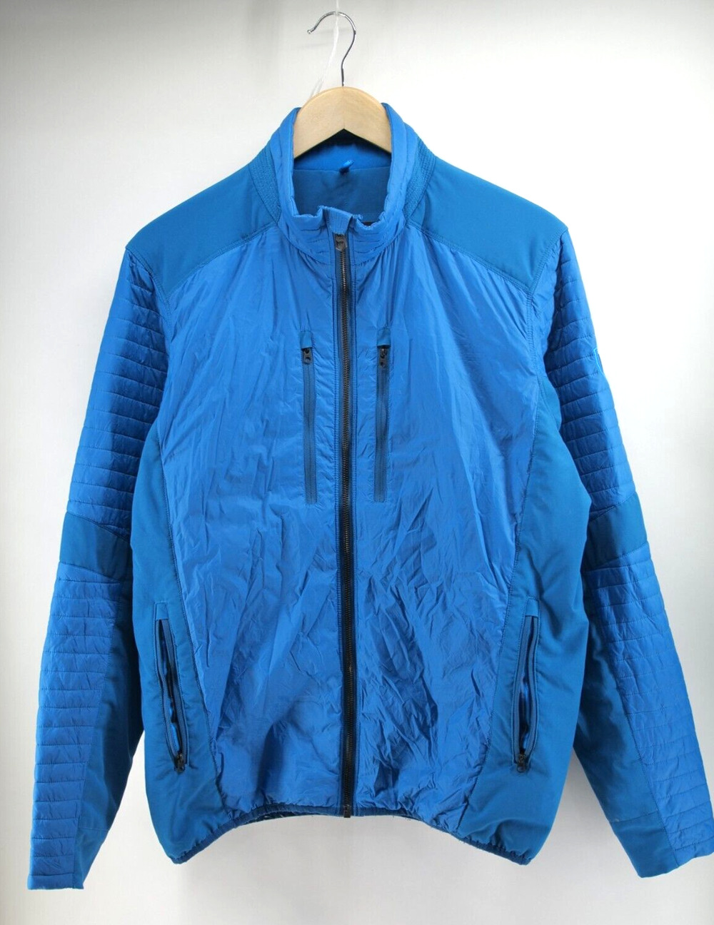 Kuhl Projekt Mens Firefly Puffer Jacket Medium Blue Lightweight Zip Mock